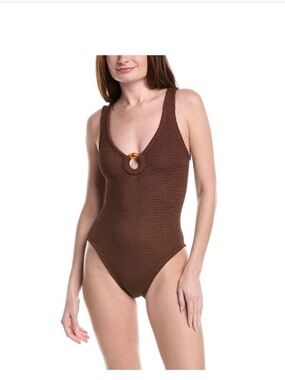 Hunza G. Womens Hunza G Celine One-Piece, Brown NWT